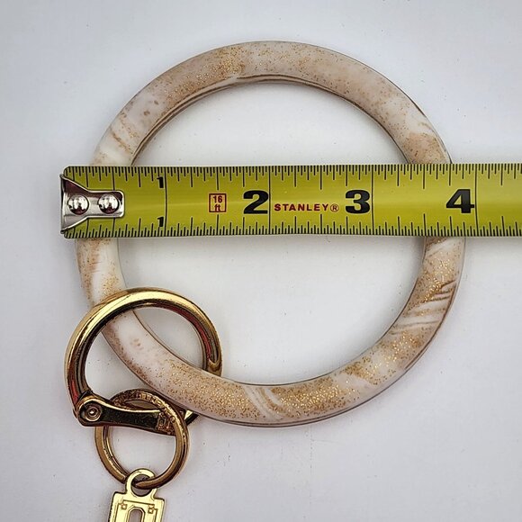 OVenture White & Gold Marbled Silicone Bracelet Key Ring With Gold Hardware READ - Picture 9 of 9